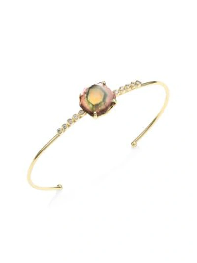 Jacquie Aiche Double Teardrop Moonstone & 14k Yellow Gold Cuff Ring In Gold Moonstone