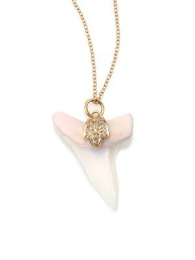 Jacquie Aiche Shark Tooth, Diamond & 14k Yellow Gold Capped Pendant Necklace