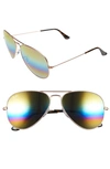Ray Ban Large Icons 62mm Aviator Sunglasses In Yellow Multi Rainbow