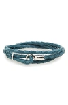 Miansai Trice Braided Leather & Sterling Silver Bracelet In Slate