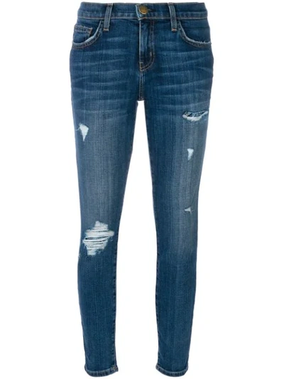 Current Elliott The Easy Stiletto Love Destroy Cropped Skinny Jeans In Blue