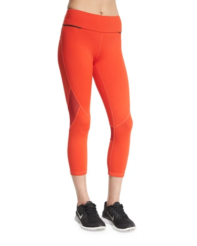 Alala Captain Crop Capri Running Tights/leggings In Fiery Red