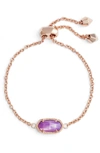 Kendra Scott Elaina Station Bracelet In Lilac Mop/ Rose Gold