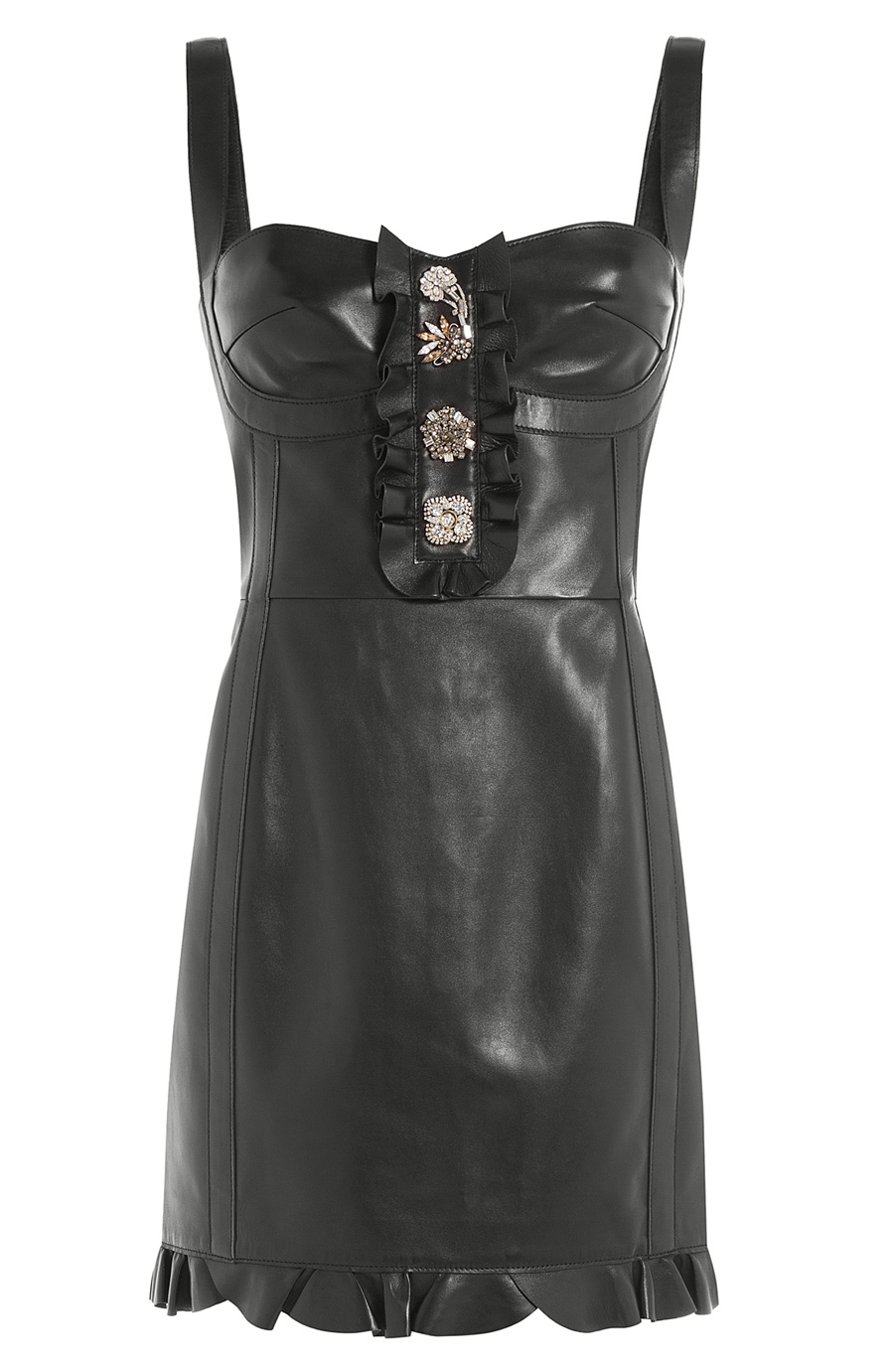 Alexander Mcqueen Leather Dress With Embellishment In Black | ModeSens