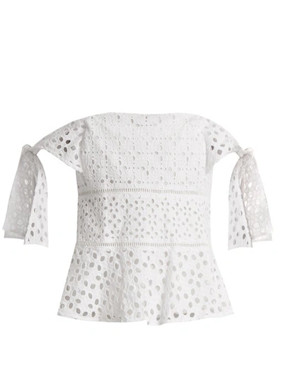 Rebecca Taylor Amora Broderie-anglaise Cotton Top In Milk