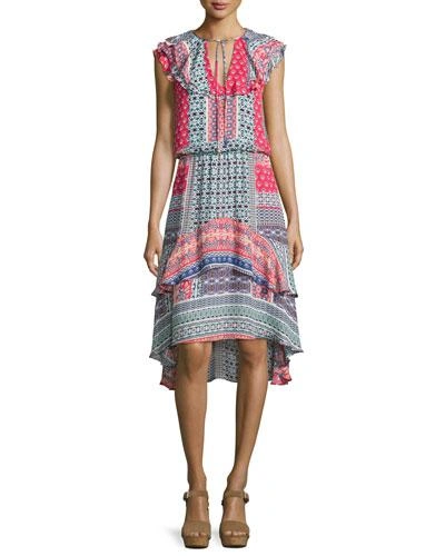 Parker Sistine Tiered Ruffled Silk Dress | ModeSens