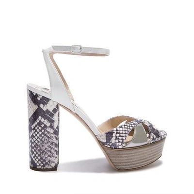 Casadei Chance Platform 120 Sandal In White And Roccia