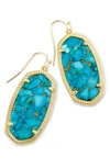 Kendra Scott Signature Elle Drop Earrings In Bronze Veined Turquoise/ Gold