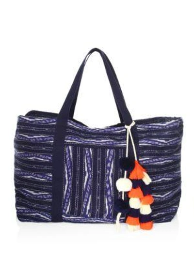 Jadetribe Handwoven Ikat Weekend Bag In Indigo