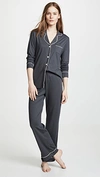 Cosabella Bella Satin-trim Long-sleeve Pajama Set Amore9641, Online Only In Anthracite