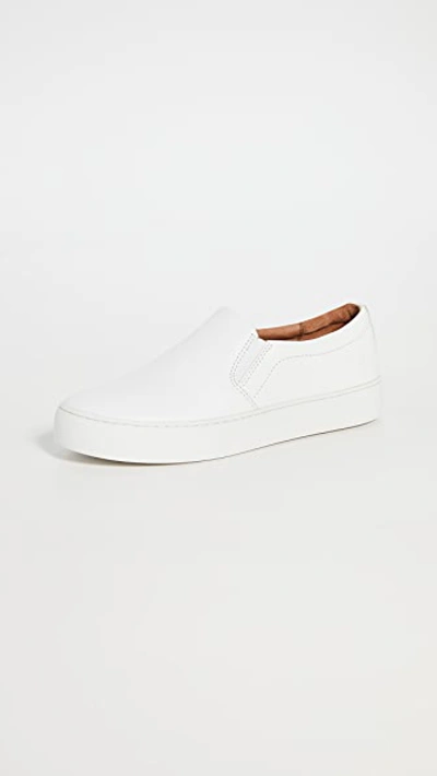 Frye Ivy Slip-on Leather Sneakers In White Leather