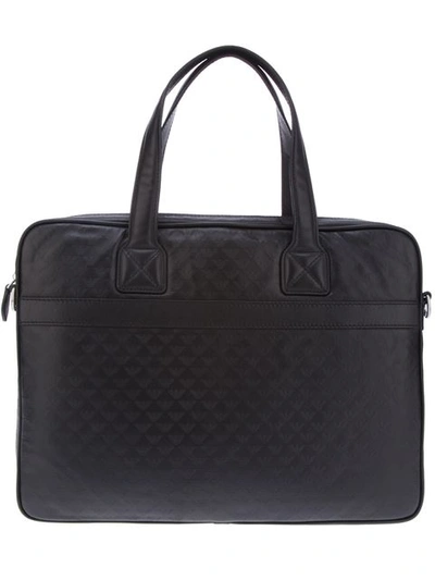 Emporio Armani Logo Embossed Laptop Bag In Black