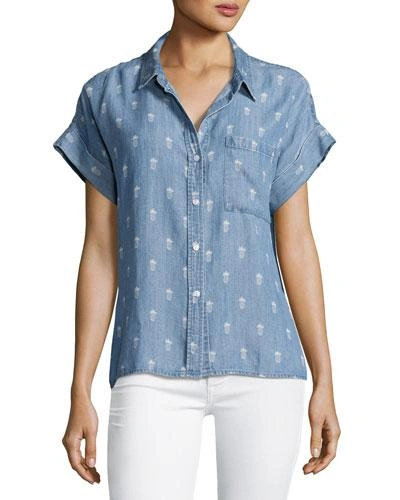 Rails Whitney Baby-pineapple Chambray Top In Blue Pattern
