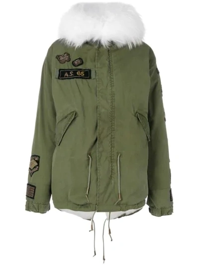 As65 Fur-lined Embroidered Parka In Green