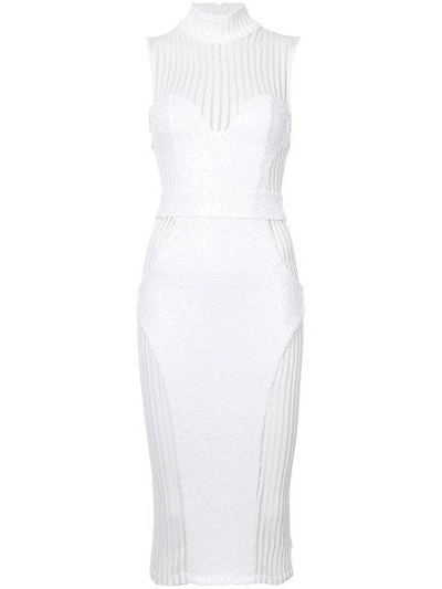 Zhivago Sheer Panel Fitted Dress In White