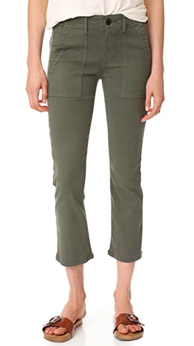 The Great The Army Nerd Cropped Stretch-twill Skinny Pants In Army Green