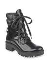 Kendall + Kylie Kendall+kylie East Black Shiny Leather Combat Boots In Nero