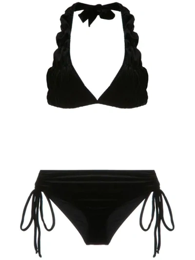 Adriana Degreas Velvet Bikini Set In Black
