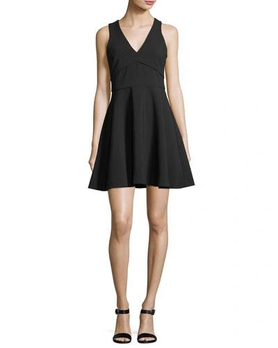 Likely Bunker Sleeveless V-neck Fit-and-flare Cocktail Dress In Black