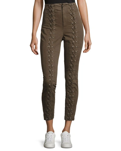 A.l.c Kingsley Lace-up High-waist Pants In Green