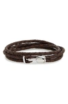 Miansai Trice Braided Leather & Sterling Silver Bracelet In Brown