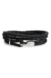 Miansai Trice Braided Leather & Sterling Silver Bracelet In Black