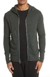 Wings + Horns Slub Full Zip Hoodie In Jungle Green