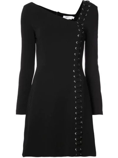A.l.c Luca Lace-up Asymmetric-neck Long-sleeve Crepe Dress In Black