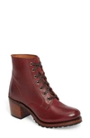 Frye Sabrina Distressed Lace-up Boots In Black Cherry