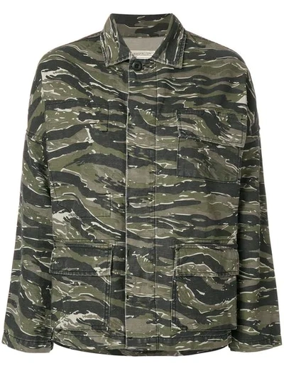 Current Elliott 'the Fatigue' Slogan Embroidered Camouflage Print Jacket In Green