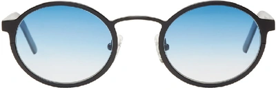 Blyszak Black Oval Sunglasses With Ocean Gradient Lenses