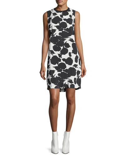 Derek Lam 10 Crosby Sleeveless Printed Shift Dress W/ Bands In White