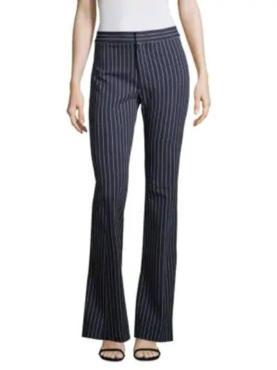 Derek Lam 10 Crosby Mid-rise Striped Flare Cotton-stretch Trouser In Midnight