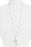 Kendra Scott 'carole' Long Semiprecious Stone Pendant Necklace In Ivory Mop/ Gold