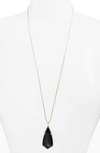 Kendra Scott 'carole' Long Semiprecious Stone Pendant Necklace In Black/ Gold