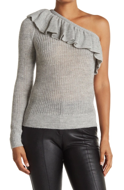 Rebecca Taylor One-shoulder Alpaca Knit Pullover Sweater In Grey