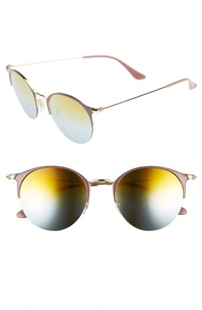 Ray Ban 50mm Round Sunglasses - Gold Top/ Green Gradient