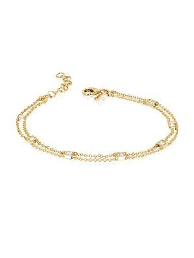 Ef Collection Lucky 7 Diamond Baguette Chain Bracelet In Yellow Gold