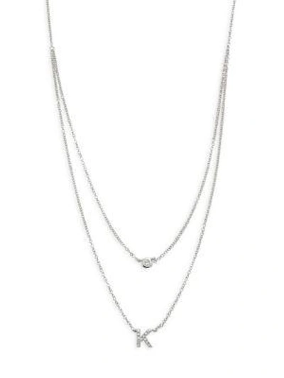 Ef Collection Diamond Bezel & Initial Pendant Necklace In Initial K