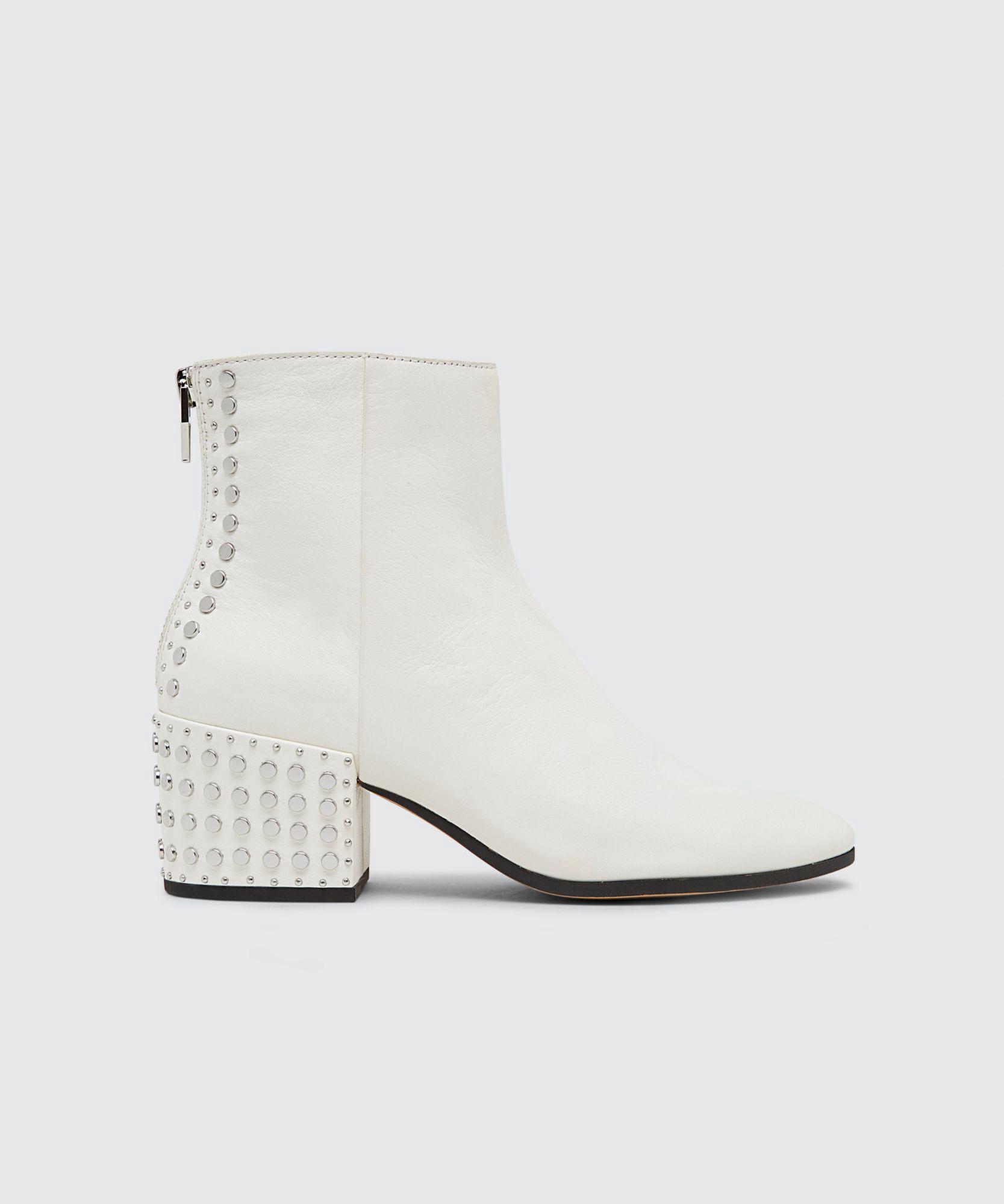 Dolce Vita Mazey Studded Leather Booties In Off White | ModeSens