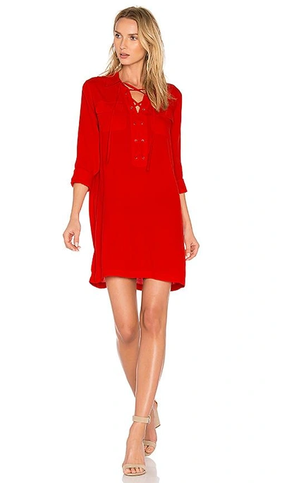 1.state Lace Up Pocket Dress In Red