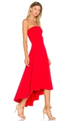 Susana Monaco Strapless Long High-low Dress In Perfect Red