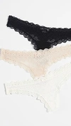 Eberjey Delirious Thong 3 Pack In Black/bare/ivory