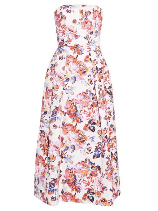 Mary Katrantzou Pearl Solar Rose-print Strapless Dress In Multicoloured ...