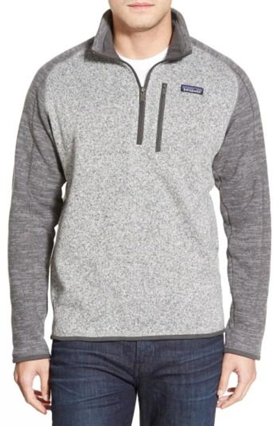 Patagonia Better Sweater Quarter Zip Fleece Lined Pullover In Nickel W/ Forge Grey
