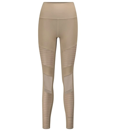 Alo Yoga Moto High-rise Leggings In Taupe