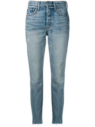 Grlfrnd Karolina Distressed High-rise Skinny Jeans In Blue