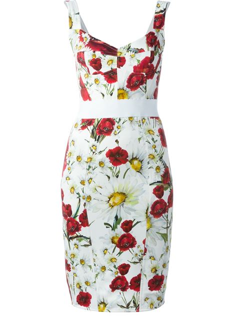 Dolce & Gabbana Daisy And Poppy Pint Dress | ModeSens