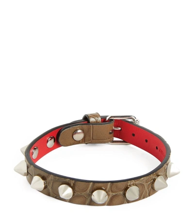 Christian Louboutin Womens Biscotto/gold Loubilink Spike-embellished Leather Bracelet