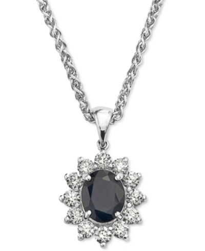 Effy Collection Effy Sapphire (2-7/8 Ct. T.w.) & Diamond (1-3/8 Ct. T.w.) 18" Pendant Necklace In 14k White Gold